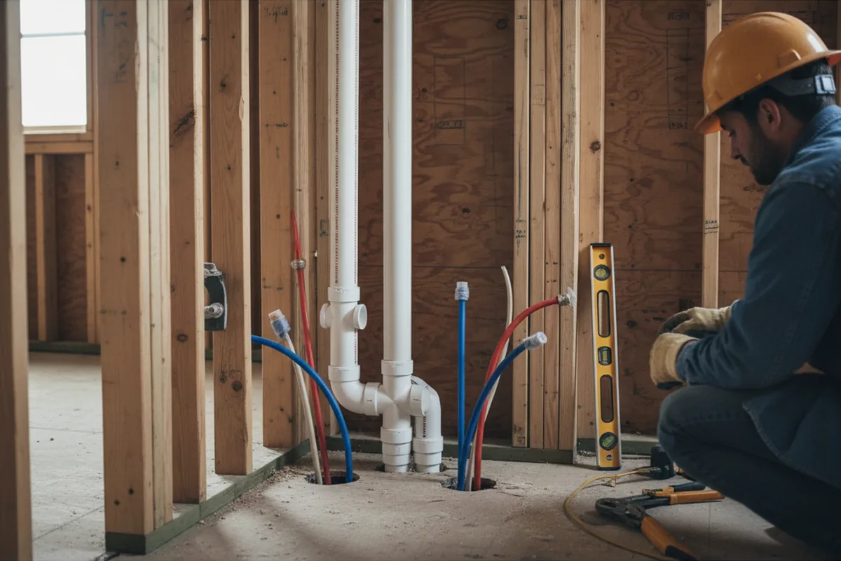 Drain and supply rough-in during Sump Pump Repair in Fountain